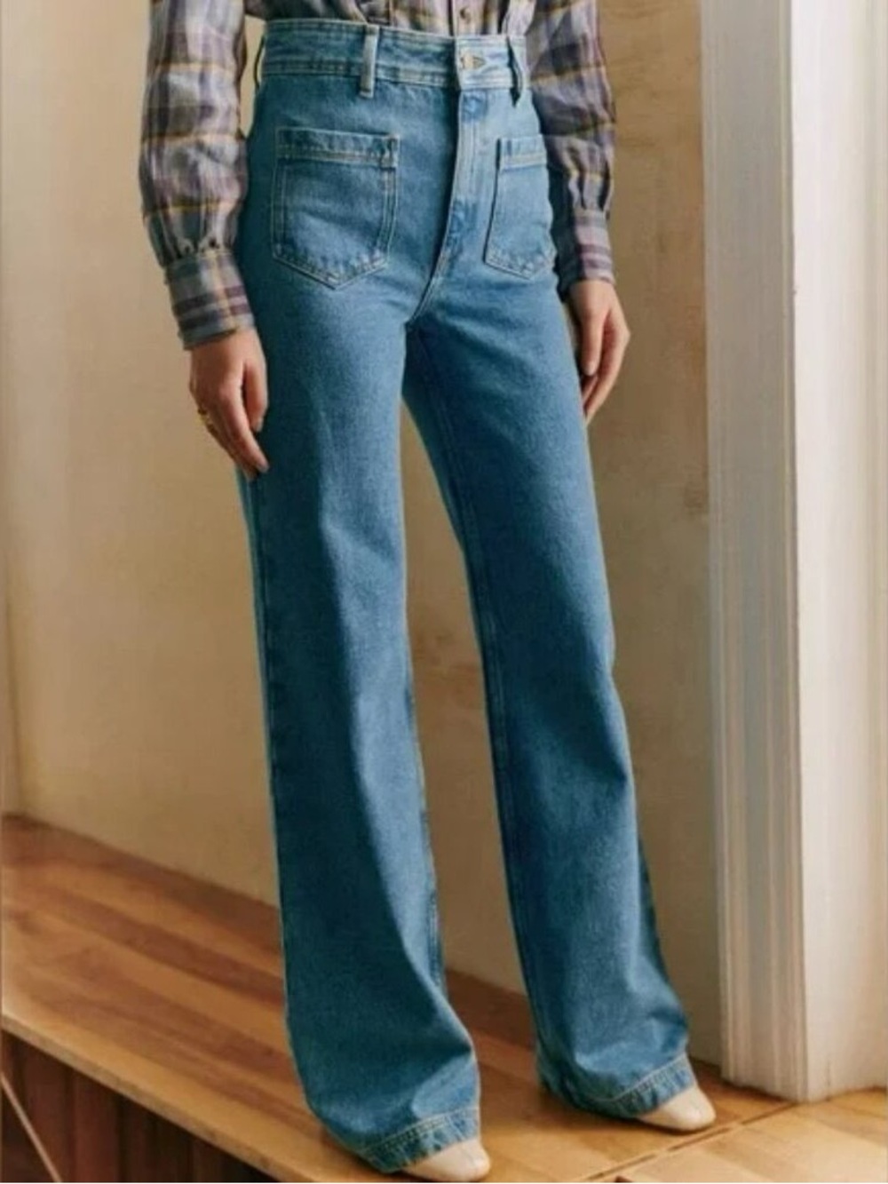 Sezane The 70's Trousers Baby Blue - Size 42